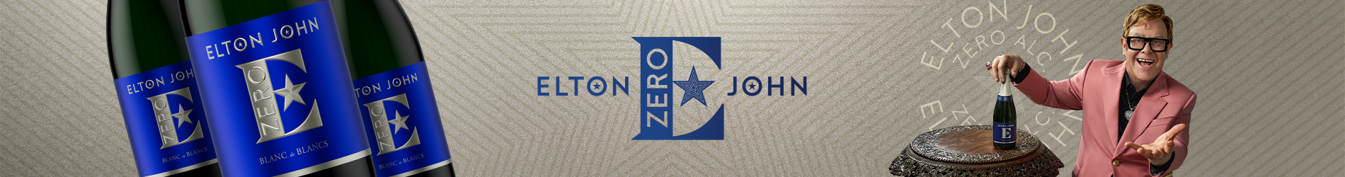 Elton John with Zero Wine banner